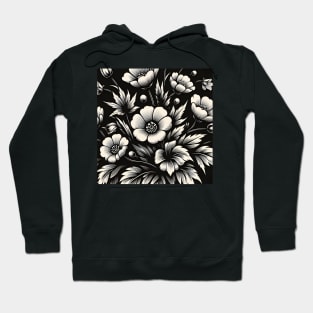 Black and White Floral Hoodie